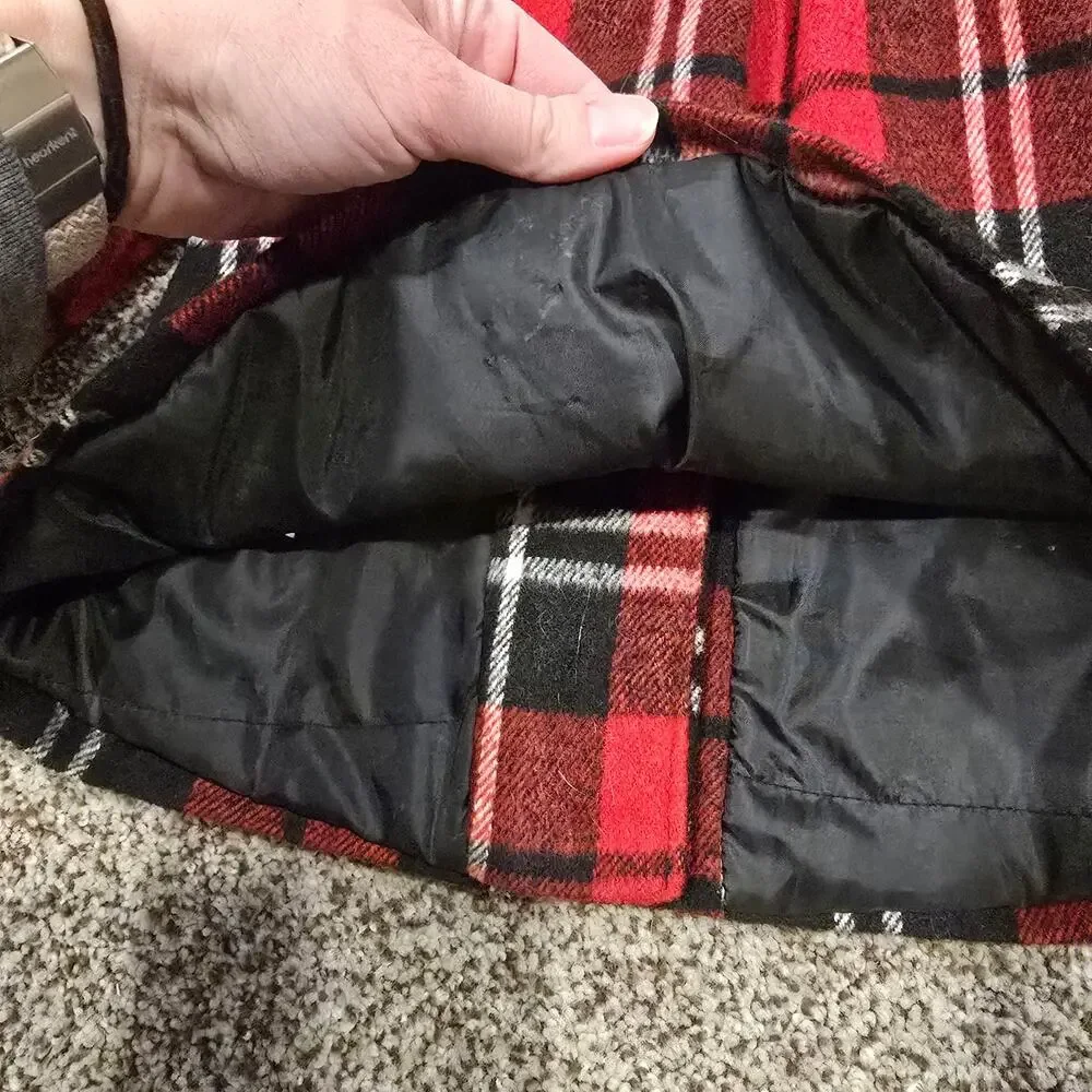 Baby Girl London Fog Red Plaid Wool Blend Full Zip Peacoat | Size 18 Months